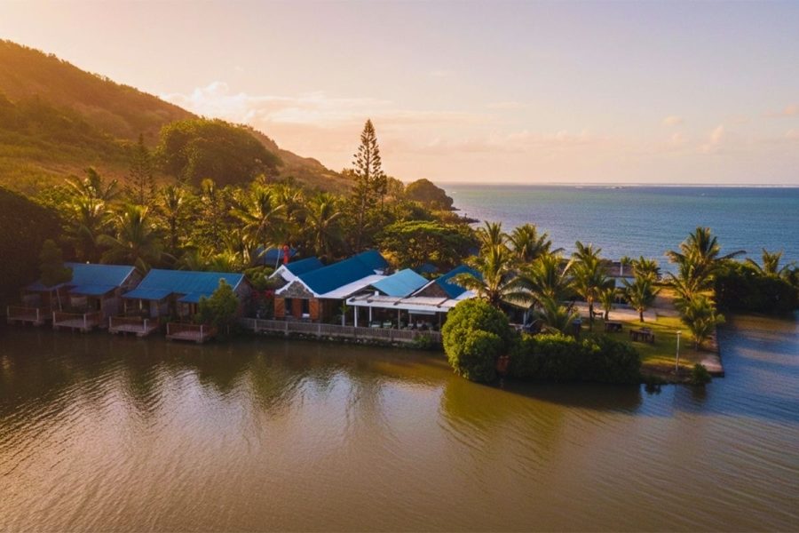 la-case-du-pecheur-aerial-view-sunset-beachfront-resort-mauritius