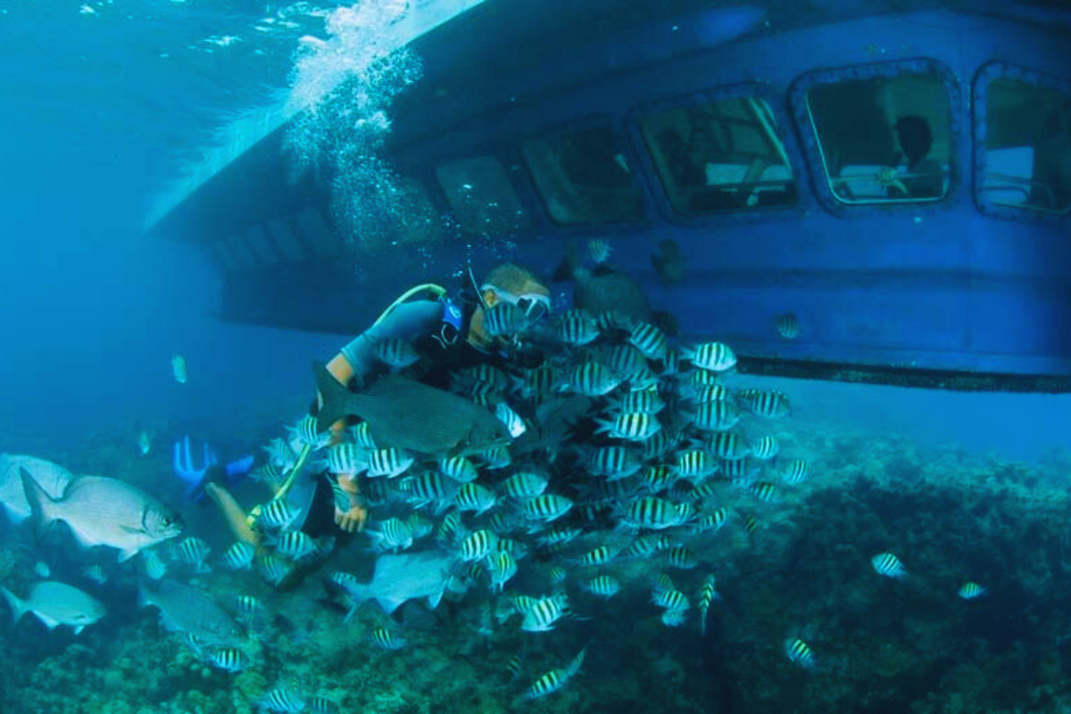 semi-submarine under water